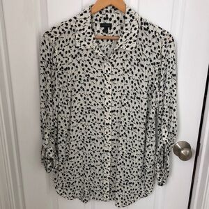 Talbots roll arm lightweight polyester blouse.